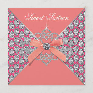Invitation Fête d'anniversaire Sweet 16 Diamants de Corail Ro