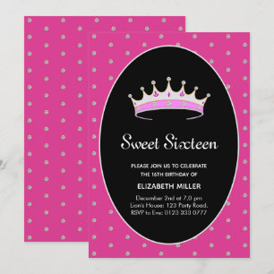 Invitation Fête d'anniversaire Sweet 16 Diamond Princess