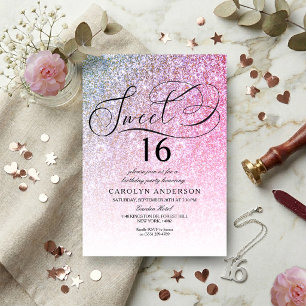 Invitation Fête d'anniversaire Sweet 16 écriture fantaisie pa