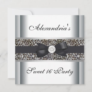 Invitation Fête d'anniversaire Sweet 16 Léopard