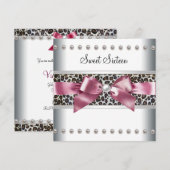 Invitation Fête d'anniversaire Sweet 16 Léopard Rose (Devant / Derrière)