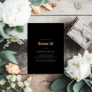 Invitation Fête d'anniversaire Sweet 16 minimaliste classique