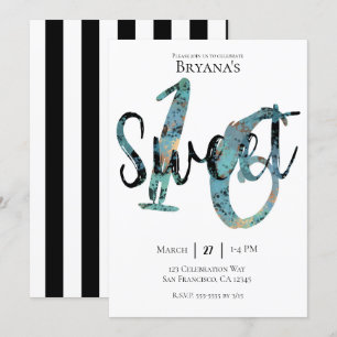 Invitation Fête d'anniversaire Sweet 16 Moderne Bronze Sarcel