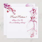 Invitation FÊTE D'ANNIVERSAIRE SWEET 16 MONOGRAMME Rouge spir (Devant / Derrière)