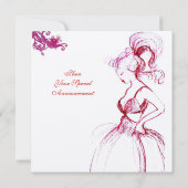 Invitation FÊTE D'ANNIVERSAIRE SWEET 16 MONOGRAMME Rouge spir (Dos)