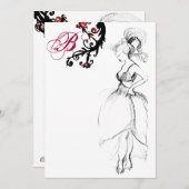 Invitation FÊTE D'ANNIVERSAIRE SWEET 16 MONOGRAMME Spirales R (Devant / Derrière)