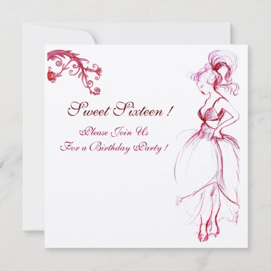 Invitation FÊTE D'ANNIVERSAIRE SWEET 16 MONOGRAMME Tourbillon (Devant)