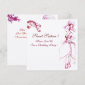 Invitation FÊTE D'ANNIVERSAIRE SWEET 16 MONOGRAMME Tourbillon (Devant / Derrière)