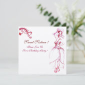 Invitation FÊTE D'ANNIVERSAIRE SWEET 16 MONOGRAMME Tourbillon (Debout devant)