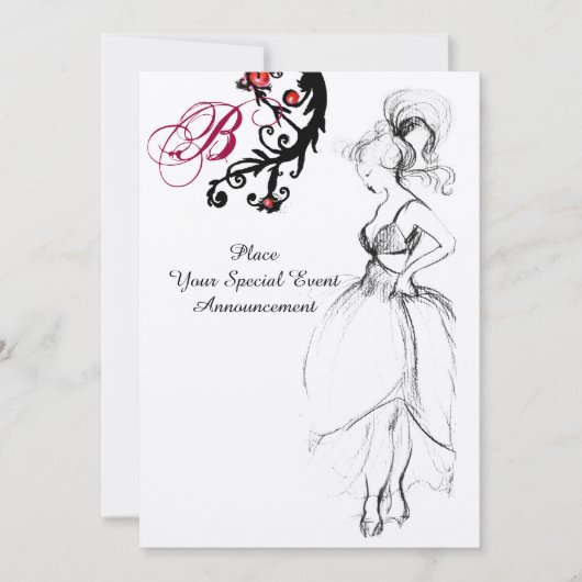 Invitation FÊTE D'ANNIVERSAIRE SWEET 16 MONOGRAMME Tourbillon (Devant)