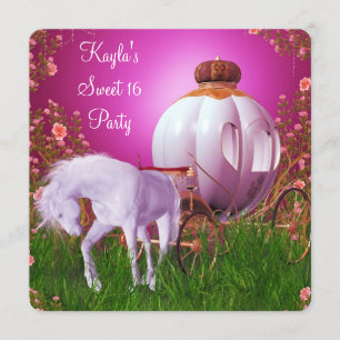 Invitation Fête d'anniversaire Sweet 16 Princesse Rose Chaud