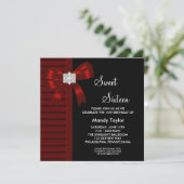 Invitation Fête d'anniversaire Sweet 16 Red Bow (Debout devant)