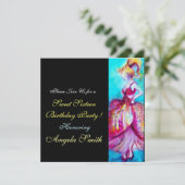 Invitation FÊTE D'ANNIVERSAIRE SWEET 16 Rose Bleu Turquoise N (Debout devant)