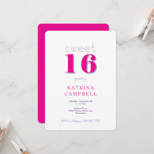 Invitation Fête d'anniversaire Sweet 16 Rose Chaud