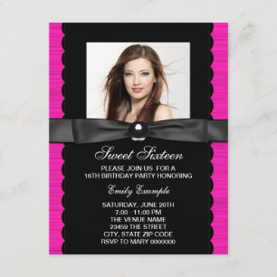 Invitation Fête d'anniversaire Sweet 16 Rose Chaude Photo