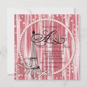 Invitation Fête d'anniversaire Sweet 16 Rose Vintage Paris