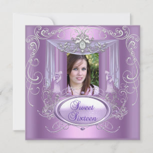 Invitation Fête d'anniversaire Sweet 16 seize ans Lilas Rose