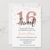 Invitation Fête d'anniversaire Sweet 16 Seize ans Paillettes (Devant)