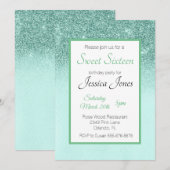 Invitation Fête d'anniversaire Sweet 16 Seize ans Paillettes  (Devant / Derrière)