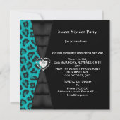 Invitation Fête d'anniversaire Sweet 16 Seize Leopard Teal (Dos)