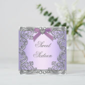 Invitation Fête d'anniversaire Sweet 16 Violet (Debout devant)