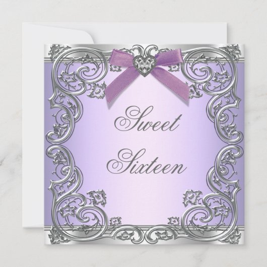 Invitation Fête d'anniversaire Sweet 16 Violet (Devant)