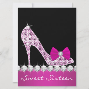 Invitation Fête d'anniversaire Sweet Sixteen avec des talons 