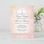 Invitation Fête d'anniversaire Sweet Sixteen Cristal Rose Arg (Debout devant)