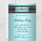 Invitation Fête d'anniversaire Sweet Sixteen lustre bleu sarc (Dos)