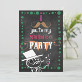 Invitation Fête d'anniversaire tableau noir Moustache (Debout devant)