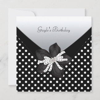 Invitation Fête d'anniversaire Tache noire et blanche