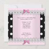 Invitation Fête d'anniversaire Talons Hauts Points noirs Rose (Dos)