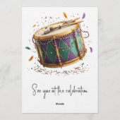 Invitation Fête d'anniversaire tambour de Mardi Gras (Dos)