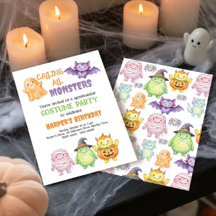 Invitation Fête d'anniversaire tenue de monstres pour enfants