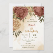 Invitation fête d'anniversaire terre terre fleurie (Devant)