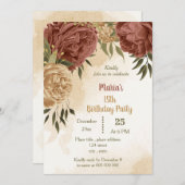 Invitation fête d'anniversaire terre terre fleurie (Devant / Derrière)