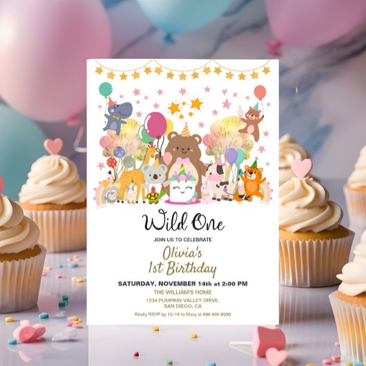 Invitation Fête d'anniversaire thème forêt sauvage