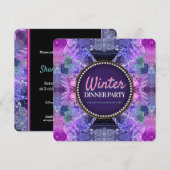 Invitation Fête d'anniversaire thème Geo Frills Violet Rose (Devant / Derrière)