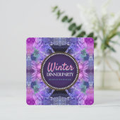 Invitation Fête d'anniversaire thème Geo Frills Violet Rose (Debout devant)