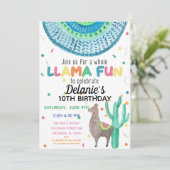 Invitation Fête d'anniversaire thème mexicain Llama (Debout devant)