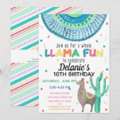 Invitation Fête d'anniversaire thème mexicain Llama (Devant / Derrière)