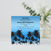 Invitation Fête d'anniversaire Thème Palmiers Noir & Bleu (Debout devant)
