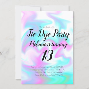 Invitation Fête d'anniversaire Tie Dye Bonbons Colorés