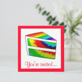 Invitation Fête d'anniversaire Tie Dye Cake (Debout devant)