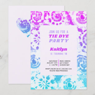 Invitation Fête d'anniversaire Tie Dye Retro Été Clair