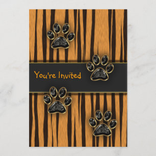 Invitation Fête d'anniversaire Tiger Paw Child