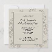 Invitation Fête d'anniversaire tourbillon perle noir et crème (Dos)