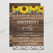 Invitation Fête d'anniversaire tournesol rustique ferme (Devant / Derrière)