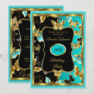Invitation Fête d'anniversaire tout âge Papillon Bleu sarcell