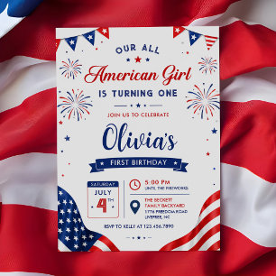Invitation Fête d'anniversaire tout en américain 4 juillet